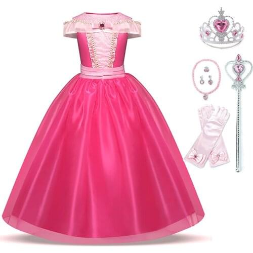 Kids Princess Dress Girls Aurora Christmas Sleeping Beauty Costume Children Carnival Birthday Party Clothes Wedding Dress UP