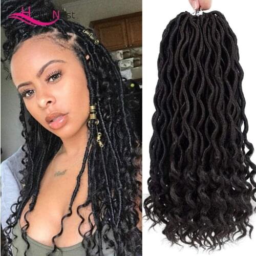 18inch Curly Faux Locs Crochet Hair Deep Wave Braiding Hair With Curly Ends Crochet Goddess Locs Synthetic Braids Hair Extension