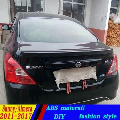 Use for nissan sunny Spoiler 2011-2017 sunny lip Spoiler High Quality ABS Material Car Rear Wing Primer Color spoiler