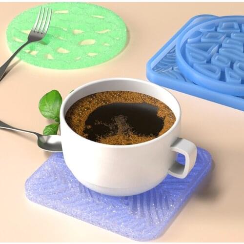 Round Tea Tray Coaster Mold 1 Piece Silicone Epoxy Resin Coaster Mold Used to Make Artificial Agate Pieces Coasters