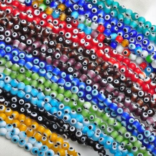 Round 6mm Evil Eye Patterns Millefiori Glass Loose Crafts Beads Lot For DIY Jewelry Making Findings