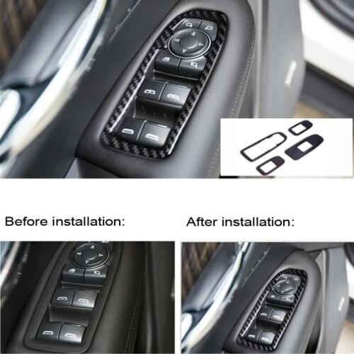 For Cadillac XT5 Left Hand Drive 4PCS Carbon Fiber Car Interior Door Window Lift Glass Switch Buttons Cover Moldings