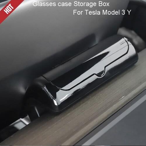 Car center console storage box For Tesla Model 3 Y with Phone number card ABS Glasses case Storage Box