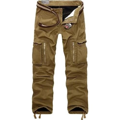 Men Fleece Cargo Pants Winter Thick Warm Pants Full Length Multi Pocket Casual Military Baggy Tactical Trousers Plus size 28-44