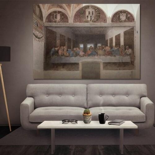 Da Vincis mural "The Last Supper" on the wall of the restaurant of Santa Maria Abbey in Milan Italy, Canvas Painting Home Decor