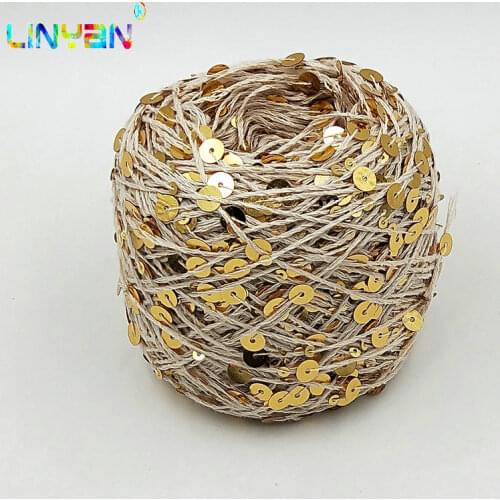 New 1 piece*50g 100% cotton yarn+6mm and 3mm sequins yarn for hand knitting paillette sparkling colorful glistening t52