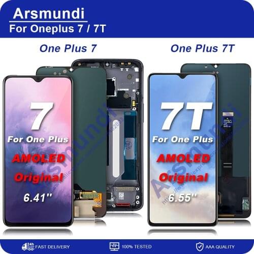 Original AMOLED For OnePlus 7 7T LCD Display Touch Screen Digitizer Replacement Parts For Oneplus7 Display LCD 1+7 OLED