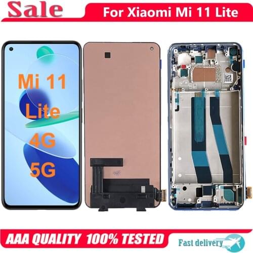 Original Display 6.55"For Xiaomi Mi 11 Lite 4G M2101K9AG LCD Touch Screen Digitizer Assembly For Xiaomi Mi11 Lite 5G M2101K9G