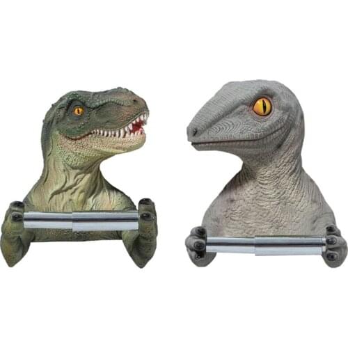 Dinosaur Toilet Paper Stand Tissue Holder Wall-Mounted Towel Rack for Bathroom Kitchen Stand Storage