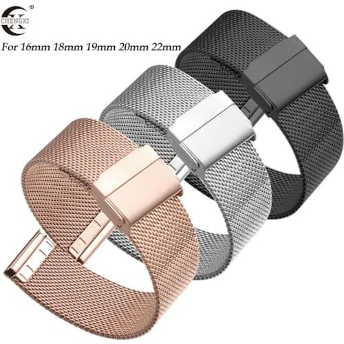 Stainless Steel Strap 16mm 18mm 19mm 20mm 22mm Watchband for Samsung Galaxy Watch 42mm 46mm huawei GT 2 Milanese Metal Wristband