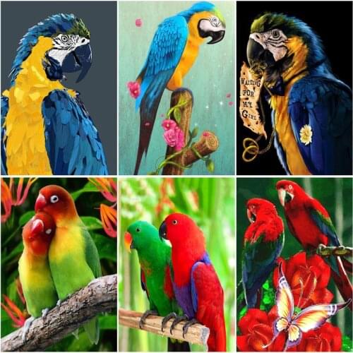 RUOPOTY Frame Painting By Numbers For Adults Parrot Drawing Coloring By Numbers Animals Handmade Acrylic Paint For Home Decor