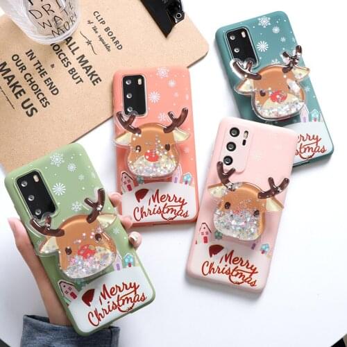 Cartoon Christmas Stand Holder Case For Nova 5T Huawei Honor 10i 8X 9X 8A Mate 10 20 30 Lite Pro Y8p Y8s Silicone Back Cover Elk