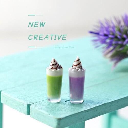 Cute Mini 1/12 Scale Dollhouse Miniature Milkshake Cup Drinks Food for Barbies Doll Pretend Play Kitchen Toy Accessories