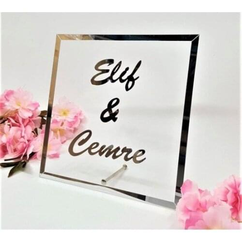 Modern Tag Table Top Name Mirror Tag Promise Engagement Desktop vase jarrón ваза vaso مزهرية