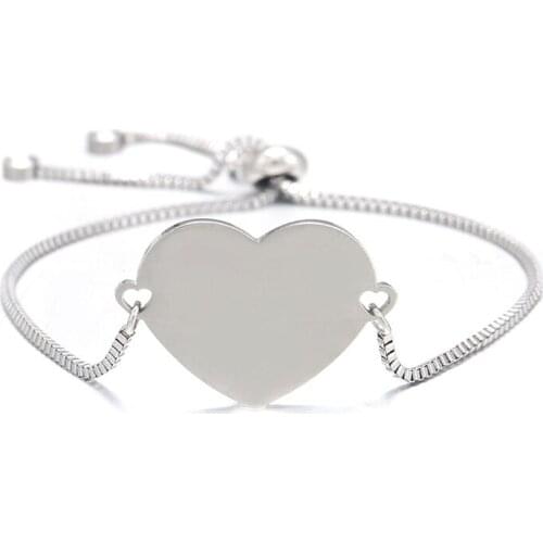 Heart Shaped Telescopic Womens Bracelet Stainless Steel with Chain Fashion Bracelets can be Fixed Adjust Charm Jewery