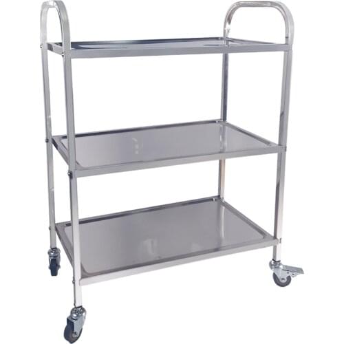 Trolley Cart Bearing 100kg Stainless Steel Storage Trolley with PVC Wheels for Catering Hotel Restaurant