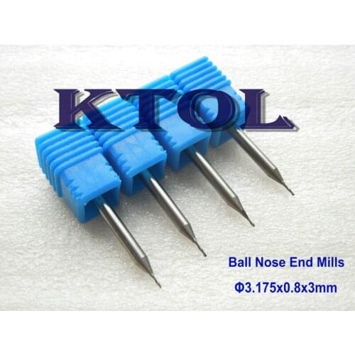 Accuracy 10pcs 3.175x0.8x3mm 2 Flutes Ball Endmill, 3.175 Wood Milling Cutters CNC Carving Tools Bits for 3D Relief Acrylic, MDF