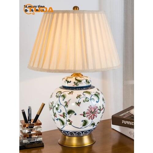 TUDA Free Shipping American Simple Ceramic Table Lamp for Bedroom Living Room LED Night Lamp Bedside Lamp Study Desk Lamp E27