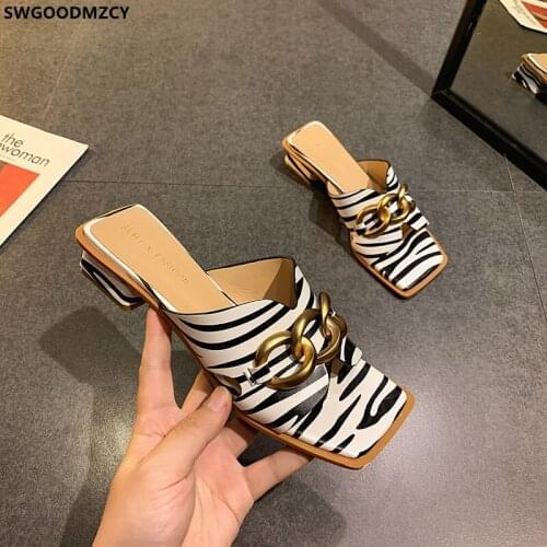 Pumps Women Shoes Ladies Slippers Woman Slippers High Heels Slippers Women Summer 2021 Slides Women Designer Square Toe Heels