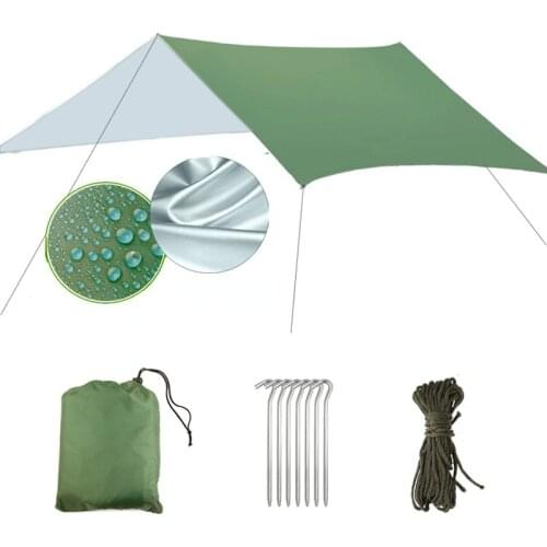 3x3m Awning Waterproof Tarp Tent Shade Ultralight Garden Canopy Sunshade Outdoor Camping Hammock Rain Fly Beach Sun Shelter