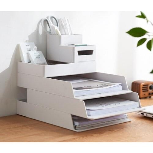 High Quality A4 Paper Plastic Storage Box Office File Storage Box Stationery Storage Desktop Storage Can Be Freely Combined