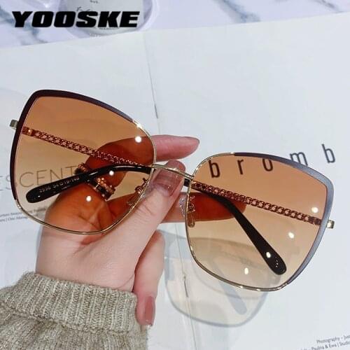YOOSKE Vintage Cat Eye Sunglasses Women Oversized Retro Eyeglasses Ladies Polarized Sun Glasses Brand Designer Colored Gradient