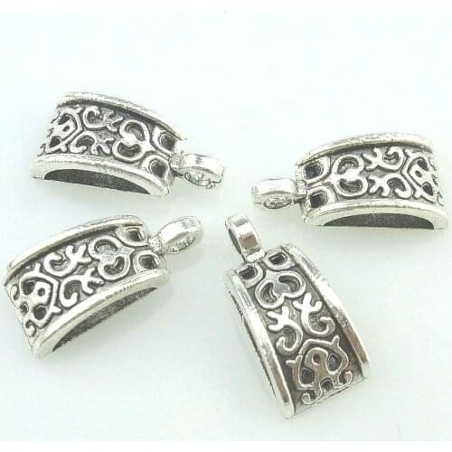 10pcs Antique Silver Pendant Clasp Necklace Connector Bail Beads Vintage Charm Connectors for DIY Jewelry 21*9.5*5mm 16197