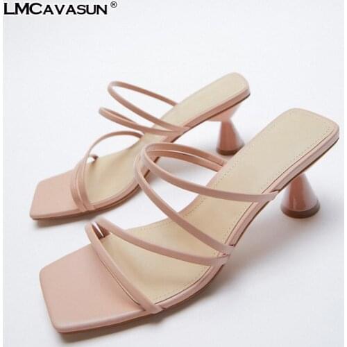 LMCAVASUN Blackjack heel sandals Womens 2021 summer high-heeled sandals with square toe straps