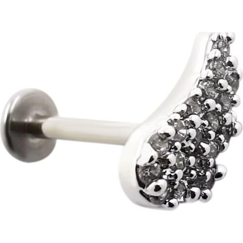 JHJT 1PC 16G 6/8mm G23 Titanium Dream Wings Labret Rings Lip Studs Piercing Ear Tragus Helix Cartilage Earrings Body Jewelry