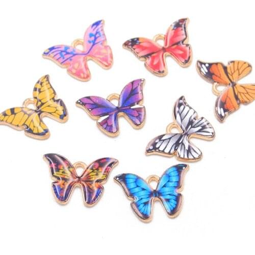 10pcs 15*22mm 8 Color Oil Drop Alloy Metal Color Butterfly Fashion Animal Pendant DIY Bracelet Necklace Jewelry Material