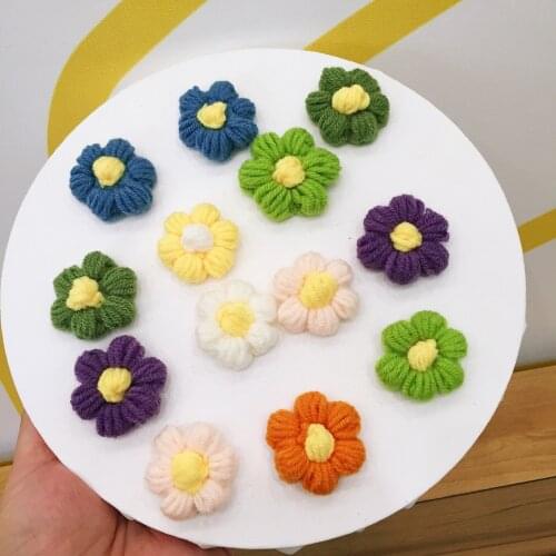 15pcs/lot 3cm DIY Handmade Milk cotton wool thread flower Padded Patches Appliques For Clothes DIY Hair Decoration