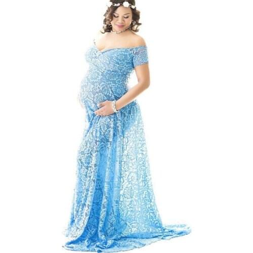 2021 Maternity photography props maxi Pregnancy Clothes Lace Maternity Dress Fancy shooting photo summer pregnant dress
