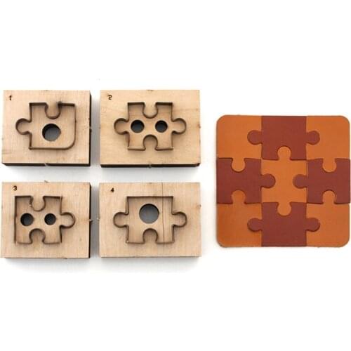 4Pcs Puzzle Wooden Die Cutting Leather Mold Puzzle Cutting Mold Leather Crafts 85LF
