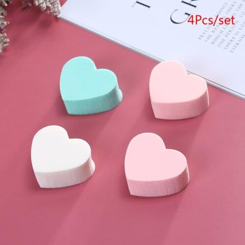 4Pcs/Lot Heart Shaped Puff Makeup Sponge Blending Face Flawless Foundation Cream Blending Cosmetic Powder Puff Candy Color