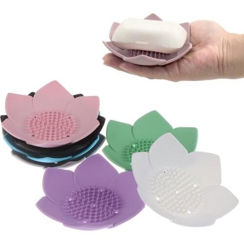 1pcs Lotus-shaped Soap Holder Portable Soap Dishes Anti-skid Soap Tray Bathroom Accessories