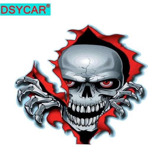 DSYCAR 1Pcs Skull Decal Horrific Skeleton Vinyl Car Stickers Vehicle Styling Reflective Removable Waterproof Sticker PET