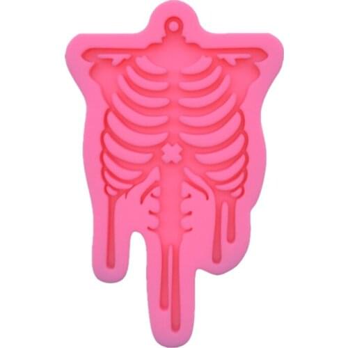 Keychain Epoxy Resin Mold DIY Crafts Jewelry Necklace Casting Tool Skull Pendant Silicone Mould