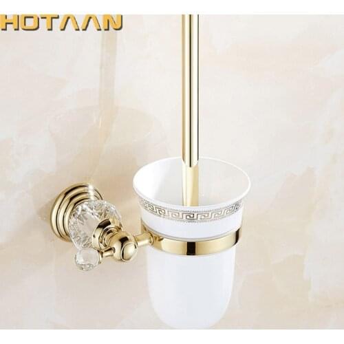 HOTAAN Free Shipping wall mounted Toilet Brush Holder,ceramic cup Construction Base ,gold color Bathroom accessories YT-12812