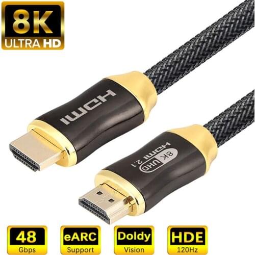 HDMI Cable HDMI 2.1 Cable 8K@60Hz 4K@120Hz Ultra High-Speed 48Gbps for Apple TV PS4 PS5 8K TV HDTVs Projectors Xiaomi Mi Box