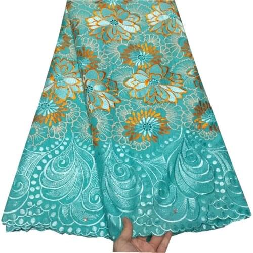 SJ Lace African 100% Cotton Lace Fabric 2021 High Quality Voile Lace In Switzerland Embroidery Nigerian Voile Lace Fabrics t3-77