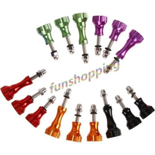 5 Colors Aluminum Thumbscrew Set for Gopro Hero5, 4, 3+, 3, 2, 1 Aluminum Thumb Screw Bolts 2 Short and 1 Long (15 pcs / pack)