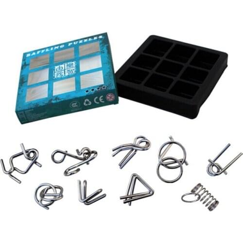 Set of 9PCS IQ Metal Wire Puzzle Magic Mind Brain Teaser Kids Educational Puzzles Game Gift for Adults Children