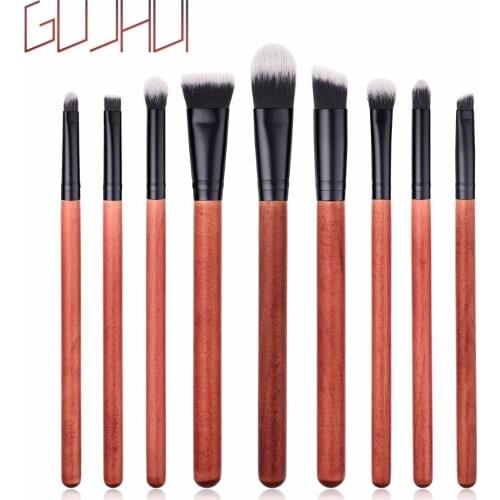 GUJHUI 9pcs Wood Handle Makeup Brushes Set Foundation Blending Powder Brush Cosmetic Beauty Make Up Tools Free Drop Shipping