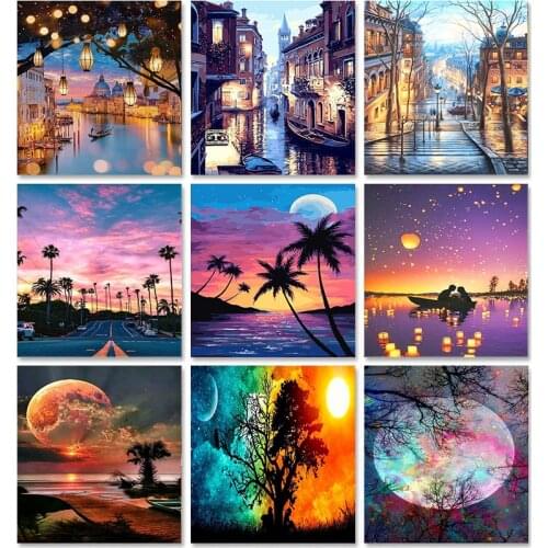 GATYZTORY Oil Painting By Numbers Landscape 60x75cm DIY Paint By Numbers For Adult Animals Frameless Canvas Painting Unique Gift