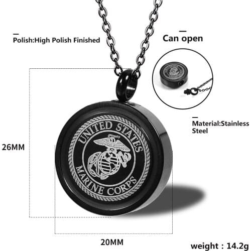 Police Officer Navy Army Firefighters Military Soldier Titanium Pendant Necklace Commemorative Lovers Ashes Small Perfume Bottle