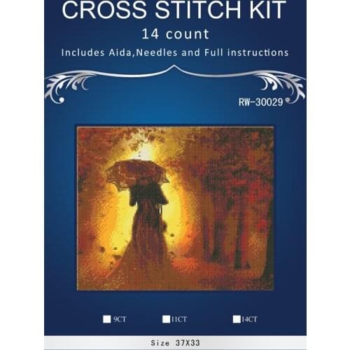 ONEROOM Needlework DIY DMC 14CT Unprinted Cross stitch kits For Embroidery Autumn Beauty Umbrella Counted Cross-Stitching