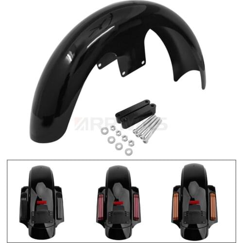 Motorcycle 21" Front Mudguard Fender+LED CVO Style Rear Fender System Extension Fascia Set For Harley Touring 2014-2020