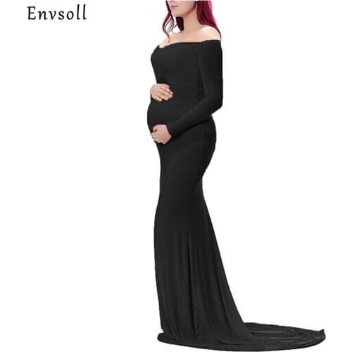Envsoll Maternity Gown For Photography Props Maternity Photography Props Pregnancy Clothes Maxi Long Sleeve Maternity Dress