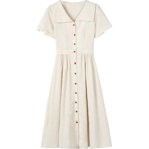PERHAPS U Square Collar Short Sleeve Button Vintage Knee Length Elegant Summer Office Lady Shirt Dress D1212