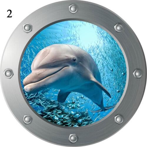 3D Submarine Fake Window Stickers Seabed Animal Wall Stickers Kids Rooms Home Decoration Sealife Shark Fish Decals Pvc Mural